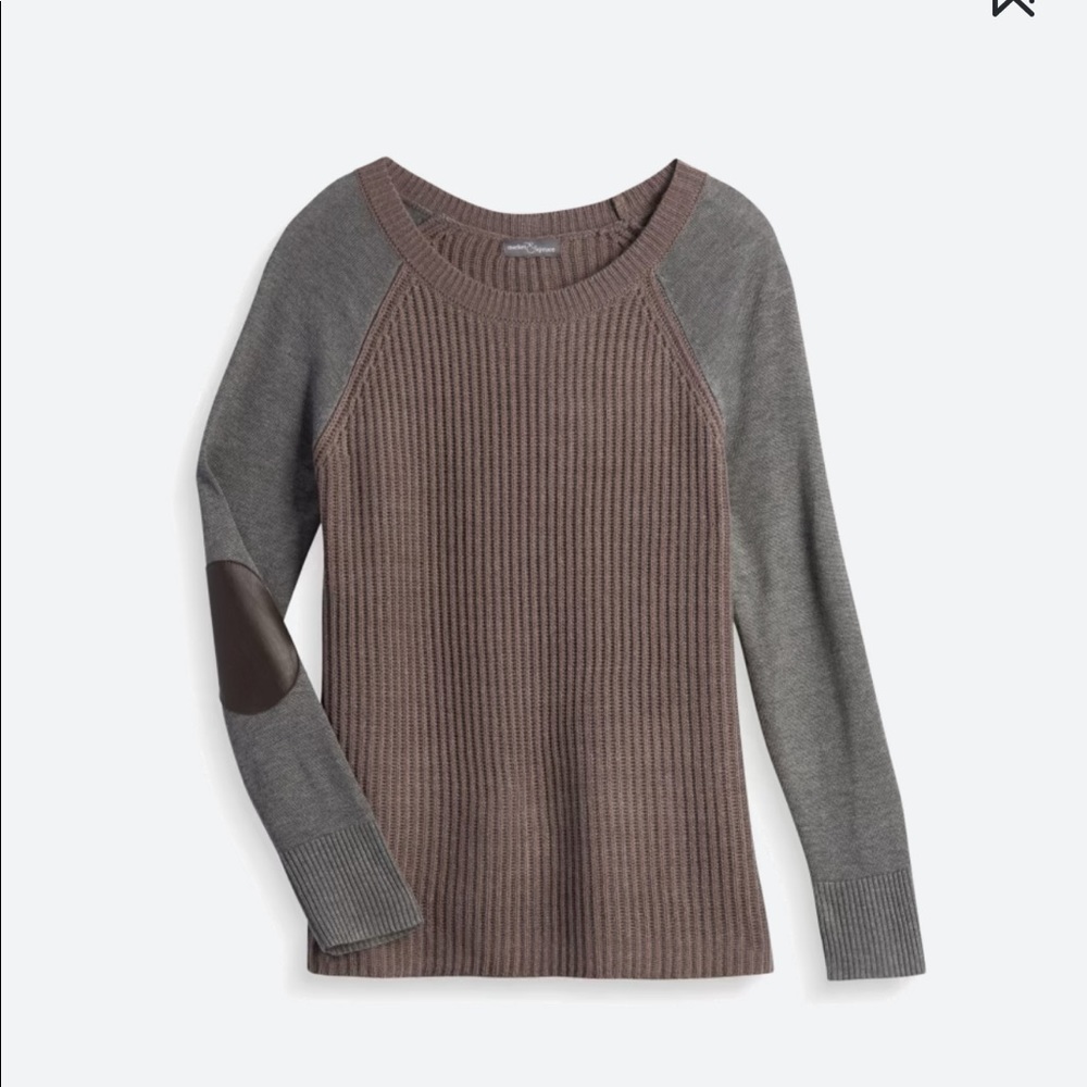 Market & Spruce Cleo Button Back Elbow Patch Pullover. Size L